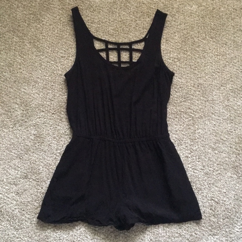 Black Romper w/ Cut Out Design on Back